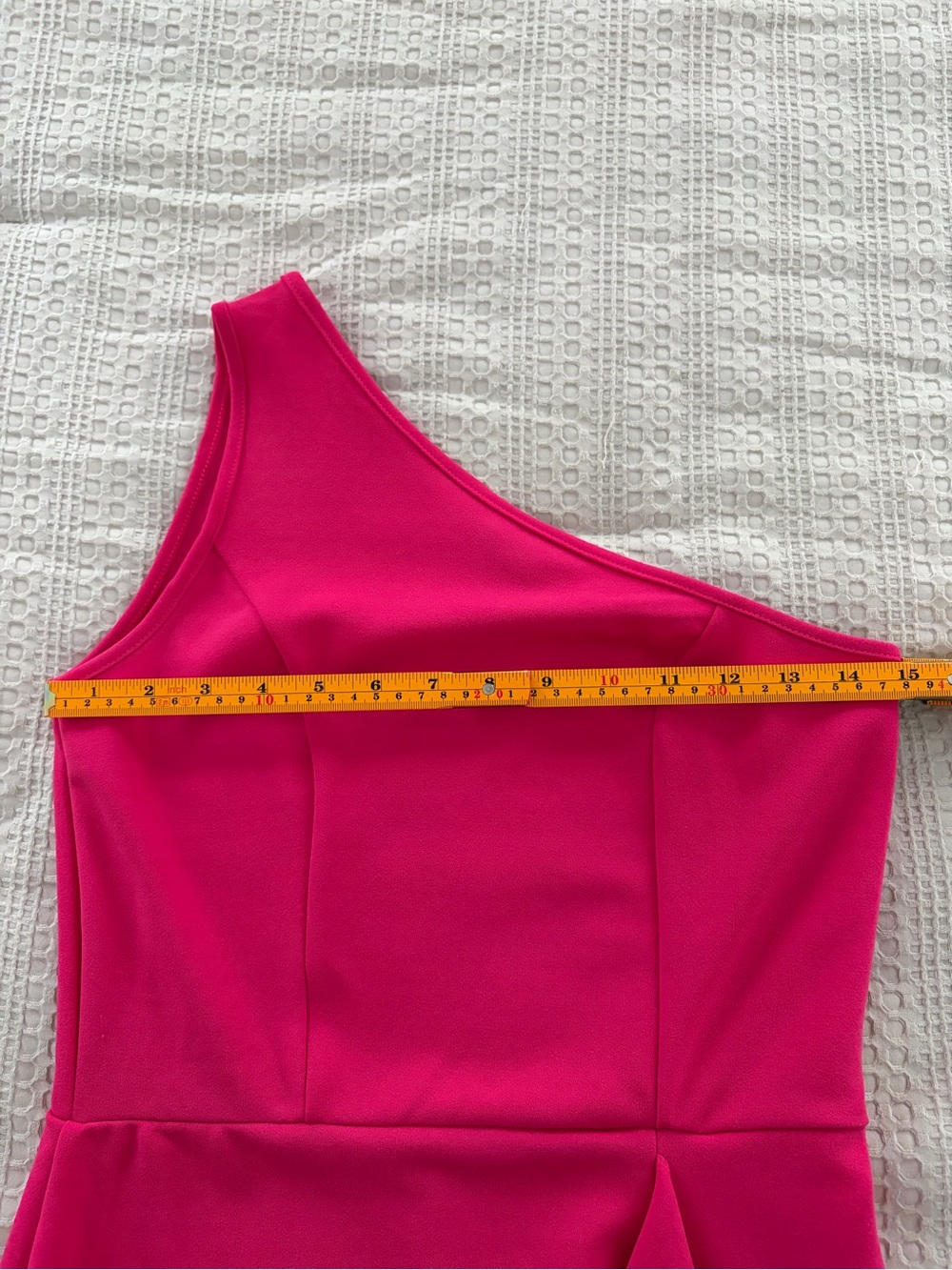 BTFBM One-Shoulder Fuchsia Ruffle Slit Dress S Barbiecore Modern Romance Hoco - Picture 9 of 12